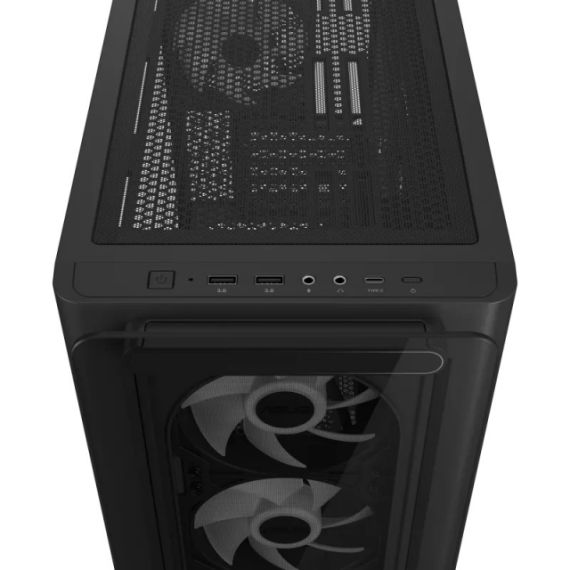 A23 PLUS ASUS TG ARGB BLACK CASE, W/O PSU, MICROATX CASE WITH STANDOFF-MOUNTED TG FRONT PAN, SUPPORT HIDDEN-CONNECTORS MBS, FRONT: 3X 120MM ARGB FANS, REAR: 1X 120MM ARGB FAN, 1X 2.5”, 2X 2.5”/3.5”, 1XUSB-C,2XUSB 3.2, 1XHEADPHONE, 1X MIC, SUPPORT 360MM, V