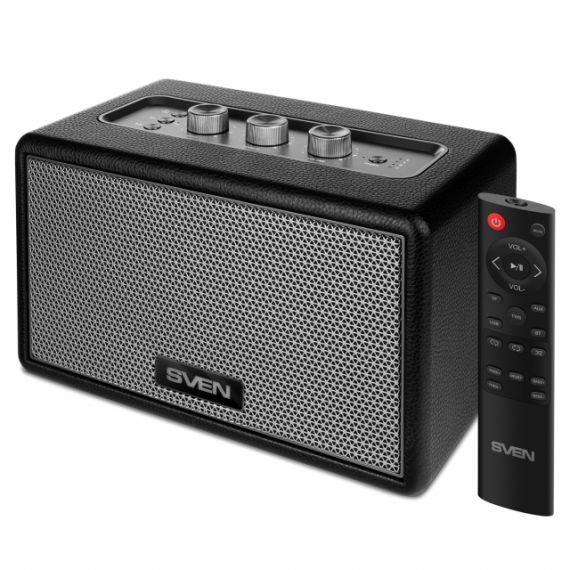 SVEN HA-950, BLUETOOTH HOME AUDIO SYSTYEM 60W (RMS), TWS, USB, MICROSD, REMOTE CONTROL, MDF, SOFT ECO-LEATHER, VOLUME AND TONE ROTARY KNOBS ON THE TOP PANEL, AUX INPUT, BLACK