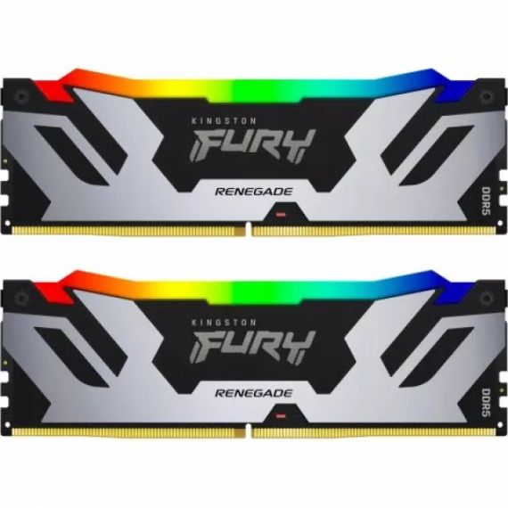 32GB (KIT OF 2*16GB) DDR5-6400  KINGSTON FURY(R) RENEGADE SILVER DDR5 RGB, PC51200, CL32, 1RX8, 1.4V, AUTO-OVERCLOCKING, SYMMETRIC SILVER LARGE HEAT SPREADER, DYNAMIC RGB EFFECTS FEATURING KINGSTON FURY INFRARED SYNC TECHNOLOGY, INTEL XMP 3.0 READY  (EXTREM