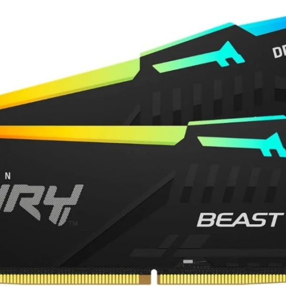 16GB (KIT OF 2*8GB) DDR5-5200  KINGSTON FURY(R) BEAST DDR5 RGB, PC41600, CL40, 1RX16, 1.25V, AUTO-OVERCLOCKING, ASYMMETRIC BLACK LOW-PROFILE HEAT SPREADER, DYNAMIC RGB EFFECTS FEATURING FURY INFRARED SYNC TECHNOLOGY, INTEL XMP 3.0 READY (EXTREME MEMORY PROF
