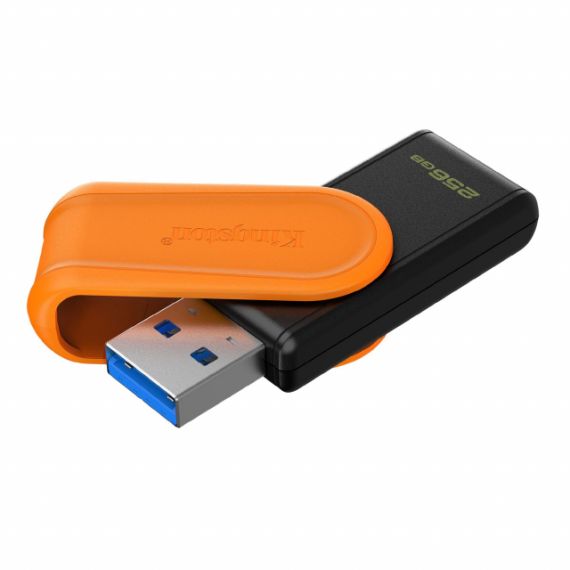 256GB USB3.2  KINGSTON DATATRAVELER EXODIA S BLACK/ORANGE, MOVING CAP DESIGN, (READ 100 MBYTE/S, WRITE 12 MBYTE/S)