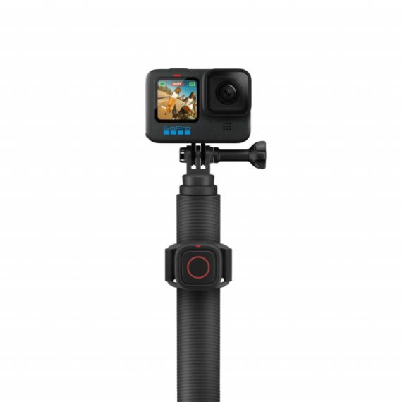 GOPRO EXTENSION POLE + WATERPROOF SHUTTER REMOTE, STRETCHING TO 48IN (122CM) AND COLLAPSING TO 10IN (25CM), THIS EXTENSION POLE REACHES LONGER AND TRAVELS LIGHTER. INCLUDES A BLUETOOTH REMOTE TO SNAP PHOTOS AND RECORD VIDEO, COMPATIBLE WITH ALL GOPRO CAME