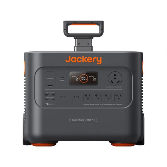 JACKERY "EXPLORER 3000 PRO" PORTABLE POWER STATION, CAPACITY: 3024WH, AC OUTPUT: 3000W, LCD, 2* USB-A, 2*USB-C, 4*AC OUTPUT, 1 CAR PORT, 2*DC OUTPUT, 2000 CYCLES LITHIUM-ION, WEIGHT: 29KG, PULL ROD AND WHEELS, 37X36X47CM, CHARGE 0-100% IN 2.4 HOUR, SMART 