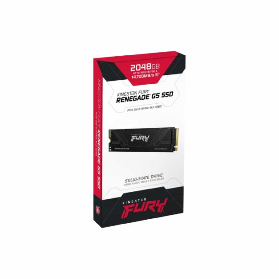 M.2 NVME SSD 2.0TB KINGSTON FURY RENEGADE G5, PCIE5.0 X4 NVME, M2 TYPE 2280 FORM FACTOR, SINGLE-SIDED, SEQUENTIAL READS 14700 MB/S, SEQUENTIAL WRITES 14000 MB/S, MAX RANDOM 4K READ 2,200,000 / WRITE 2,200,000 IOPS, SM2508 CONTROLLER, DRAM CACHE, TBW 2.0PB