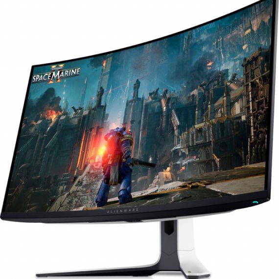 31.6” DELL OLED ALIENWARE AW3225QF CURVED QD UHD BLACK/WHITE (0.03MS, 1M:1, 1000CD, 21:9, 3840X2160, 178°/178°, 240HZ REFRESH RATE, CONSOLE MODE 120HZ, VRR, FRL, QUANTUM DOT, NVIDIA G-SYNC, HDMI2.1, DISPLAYPORT, USB HUB: 2 X USB3.0 + 1 X USB-C, AUDIO LINE