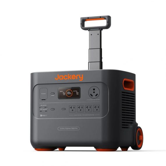 JACKERY "EXPLORER 3000 PRO" PORTABLE POWER STATION, CAPACITY: 3024WH, AC OUTPUT: 3000W, LCD, 2* USB-A, 2*USB-C, 4*AC OUTPUT, 1 CAR PORT, 2*DC OUTPUT, 2000 CYCLES LITHIUM-ION, WEIGHT: 29KG, PULL ROD AND WHEELS, 37X36X47CM, CHARGE 0-100% IN 2.4 HOUR, SMART 
