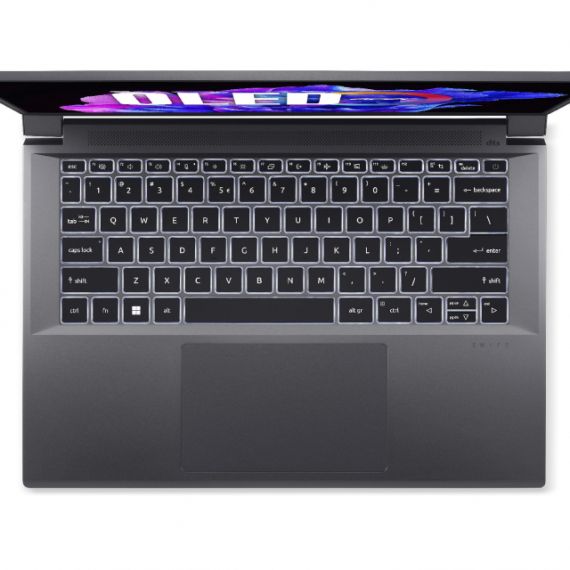 ACER SWIFT X 14 STEEL GRAY (NX.KEUEU.005), 14.5” IPS WQXGA (2560X1600), SRGB 100%, 350 NITS, 120HZ (INTEL CORE I5-13500H 12XCORE, 3.5-4.7GHZ, 16GB (ONBOARD) LPDDR5 RAM, 512GB PCIE SSD, GEFORCE RTX 3050 6GB GDDR6, WIFI6E/BT 5.1, FPS, BACKLIT, 76WH 4CELL, 1