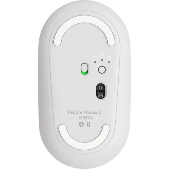 LOGITECH WIRELESS PEBBLE MOUSE 2 M350S TONAL WHITE, SLIM, COMPACT BLUETOOTH MOUSE WITH A CUSTOMIZABLE BUTTON, 400-4000 DPI, NANO RECEIVER, MULTI-DEVICE PAIRING, SILENT CLICK