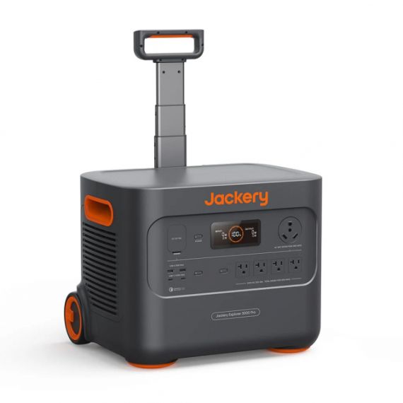 JACKERY "EXPLORER 3000 PRO" PORTABLE POWER STATION, CAPACITY: 3024WH, AC OUTPUT: 3000W, LCD, 2* USB-A, 2*USB-C, 4*AC OUTPUT, 1 CAR PORT, 2*DC OUTPUT, 2000 CYCLES LITHIUM-ION, WEIGHT: 29KG, PULL ROD AND WHEELS, 37X36X47CM, CHARGE 0-100% IN 2.4 HOUR, SMART 