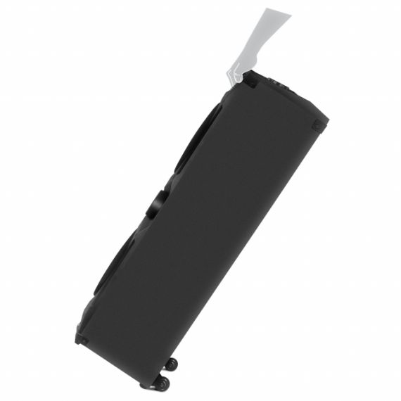 SVEN PS-1500, 500W (2X250) DYNAMIC SWITCHABLE RGB BACKLIGHT, TWS, BLUETOOTH, FM, USB, LED DISPLAY, MICROPHONE INPUT FOR KARAOKE, NFC, AUDIO INPUT FOR CONNECTING AN ELECTRIC GUITAR, CARRYING HANDLE AND WHEELS, WOODEN BODY (MDF), 13 KG, BLACK