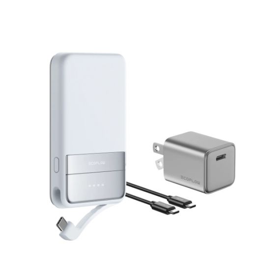 ECOFLOW RAPID 5000 MAGNETIC POWER BANK, WIRELESS CHARGING QI2.0 15W, BATTERY 18.5 WH (5000 MAH), BUILT-IN FAST CHARGING USB CABLE, KICKSTAND, 180G - SILVER