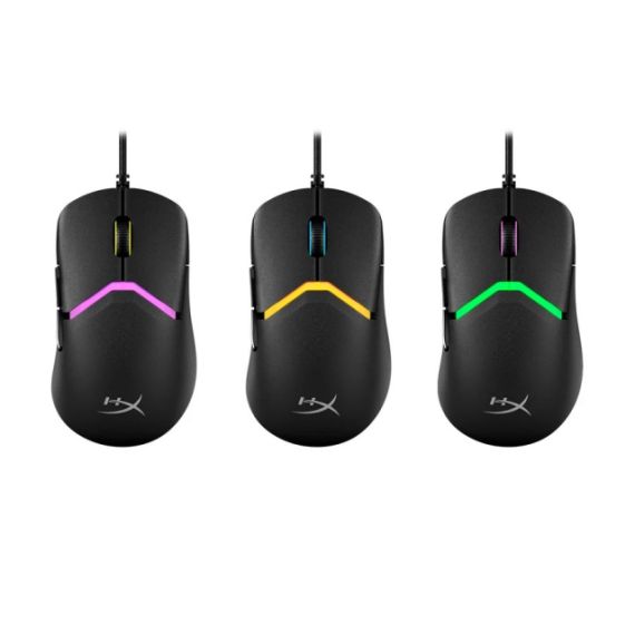 HYPERX PULSEFIRE SAGA GAMING MOUSE, BLACK, 200-26000 DPI, 4 DPI PRESETS, HYPERX 26K SENSOR, RGB LIGHTING, HYPERX OPTICAL SWITCHES, INTERCHANGEABLE MAGNETIC COMPONENTS TO ADAPT TO DIFFERENT GRIP STYLES, USB, 69G