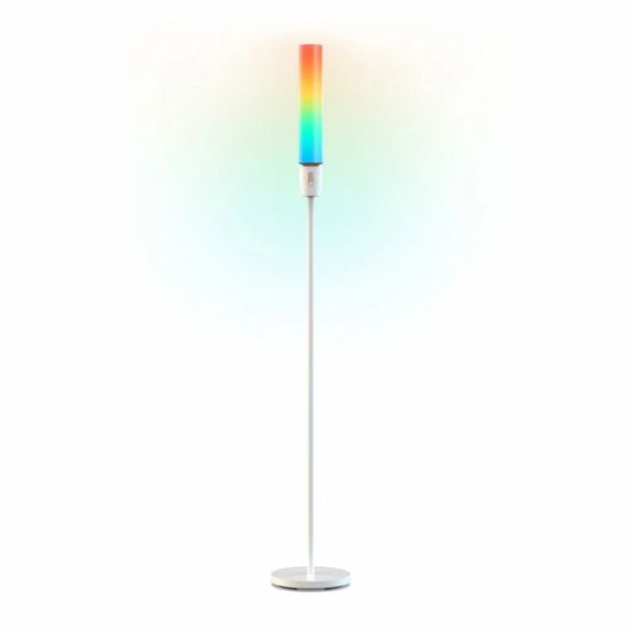 FLOOR LAMP  GOVEE RGBICW CYLINDER FLOOR LAMP, WI-FI + BT, MULTICOLOR + EXTRA WHITE LEDS, MULTIDIRECTIONAL LIGHTING, 360° LIGHTING, 2200K-6500K, 1500 LUMENS, NO HUB REQUIRED, 64 PRESET SCENE MODES, SCHEDULE & TIMER FUNCTIONS, APP, CONTROL BOX, VOICE CONTRO