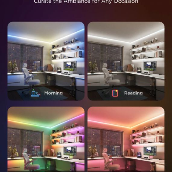 LIGHT STRIP  GOVEE RGBICW COB STRIP LIGHT PRO 3M, WHITE, SMART WI-FI LIGHT STRIP, WI-FI + BT, MATTER COMPATIBLE, MULTICOLOR, ZONAL COLOR CONTROL, APP, SHAPE RECOGNITION, NO HUB REQUIRED, FLEXIBLE INSTALLATION, AI LIGHTING BOT