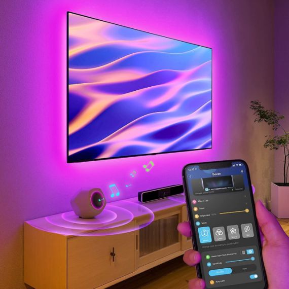 TV LIGHT STRIP  GOVEE RGB TV BACKLIGHT (40”-60”), WI-FI + BT, MULTICOLOR, APP, MUSIC MODE, NO HUB REQUIRED
