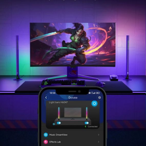 MONITOR LIGHT BARS GOVEE RGBIC WI-FI GAMING LIGHT BARS WITH SMART CONTROLLER (24”-32”), WI-FI + BT, MULTICOLOR, APP, MUSIC MODE, NO HUB REQUIRED