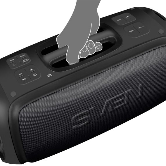 SVEN PS-860, 100W (2X50) DYNAMIC SWITCHABLE RGB BACKLIGHT, TWS, BLUETOOTH, FM, USB, MICROSD,  LI-ION BATTERY: 7.4 V, 5400 MA·H (39.96 W·H), TWO MICROPHONE INPUTS FOR KARAOKE, REMOTE CONTROL, NFC, CARRYING HANDLE, 5.7KG, BLACK