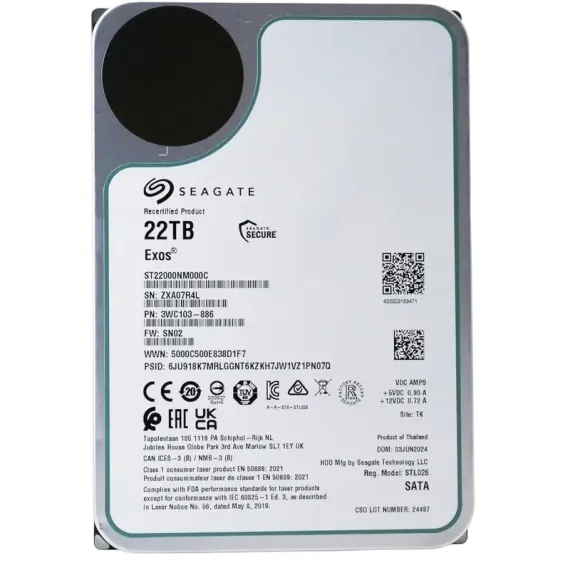 ЖЕСТКИЙ ДИСК SEAGATE EXOS, 3.5", 22 ТБ