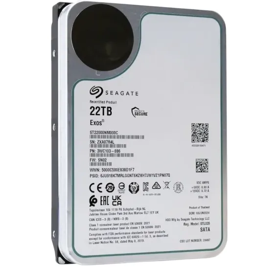 ЖЕСТКИЙ ДИСК SEAGATE EXOS, 3.5", 22 ТБ