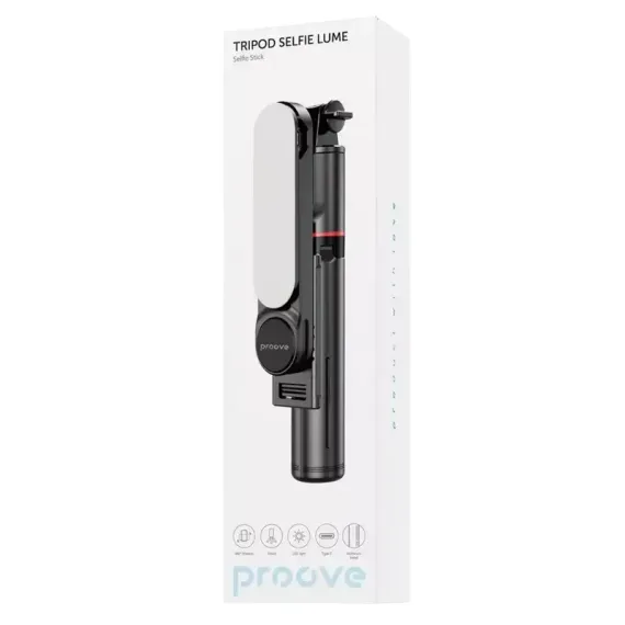 МОНОПОД ДЛЯ СЕЛФИ PROOVE SELFIE LUME, ЧЕРНЫЙ