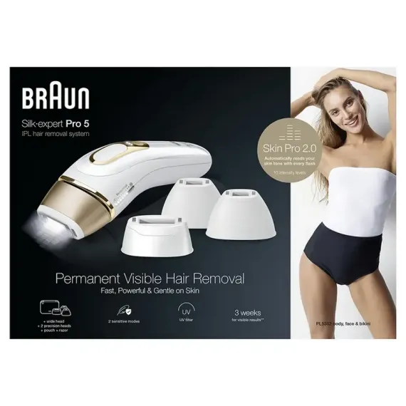 ФОТОЭПИЛЯТОР BRAUN SILK-EXPERT PRO 5 PL5382, БЕЛЫЙ | ЗОЛОТИСТЫЙ