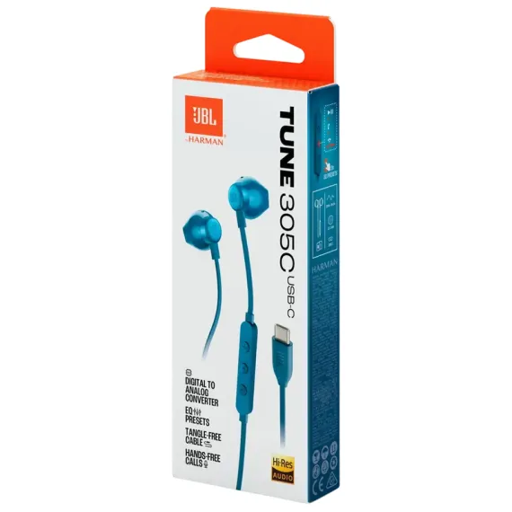 НАУШНИКИ JBL TUNE 305C, СИНИЙ
