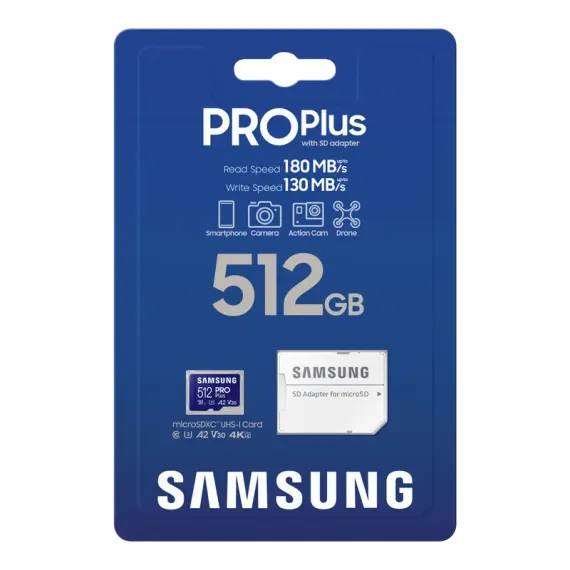 КАРТА ПАМЯТИ SAMSUNG PRO PLUS MICROSD, 512ГБ (MB-MD512SA/APC)