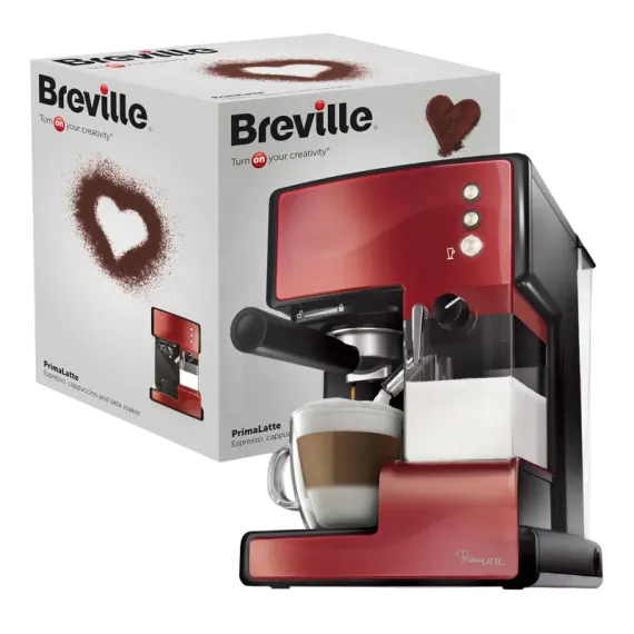 КОФЕВАРКА РОЖКОВАЯ BREVILLE PRIMA LATTE VCF046X-DIM, 1050ВТ, КРАСНЫЙ