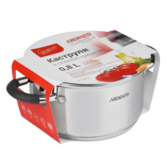 КАСТРЮЛЯ ARDESTO AR1908CS, 0,8Л, 12СМ, НЕРЖАВЕЮЩАЯ СТАЛЬ