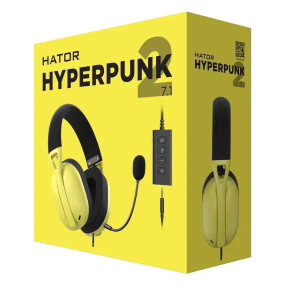 ИГРОВАЯ ГАРНИТУРА HATOR HYPERPUNK 2 USB, ПРОВОДНОЙ АНАЛОГОВЫЙ, ЖЕЛТЫЙ | ЧЕРНЫЙ