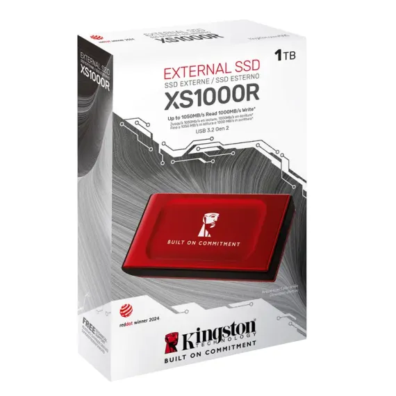 ВНЕШНИЙ ПОРТАТИВНЫЙ SSD НАКОПИТЕЛЬ KINGSTON XS1000 BOC, 1 ТБ, КРАСНЫЙ (SXS1000R/1000GA)