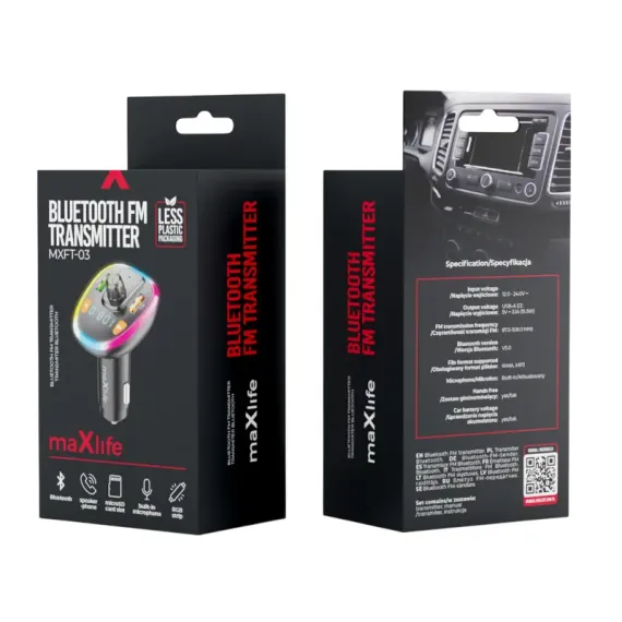 FM-МОДУЛЯТОР MAXLIFE MXFT-03, ЧЕРНЫЙ