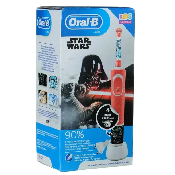 ЭЛЕКТРИЧЕСКАЯ ЗУБНАЯ ЩЕТКА BRAUN ORAL-B KIDS VITALITY D100 STARWARS, КРАСНЫЙ