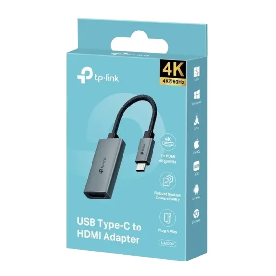 АДАПТЕР USB TP-LINK UA520C, USB TYPE-C, 0,1М, СЕРЫЙ
