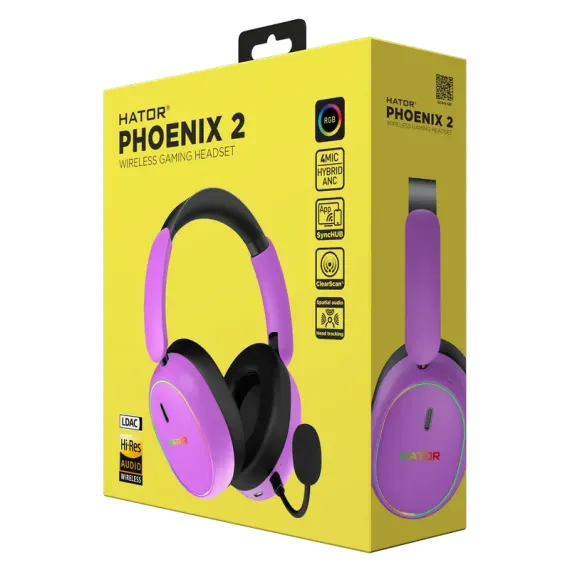 ПОДСТАВКА ДЛЯ ИГРОВОЙ ГАРНИТУРЫ HATOR PHOENIX 2, BLUETOOTH/USB, CYBER VIOLET