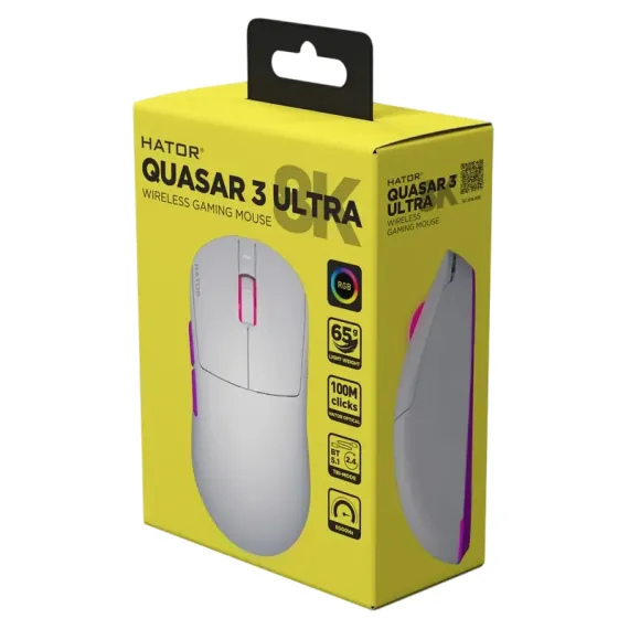 ИГРОВАЯ МЫШЬ HATOR QUASAR 3 ULTRA 8K, БЕЛЫЙ