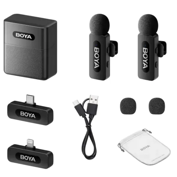 ПОРТАТИВНЫЙ ЗАПИСЫВАЮЩИЙ МИКРОФОН BOYA BY-V3 COMBO, БЕСПРОВОДНОЙ, ЧЕРНЫЙ