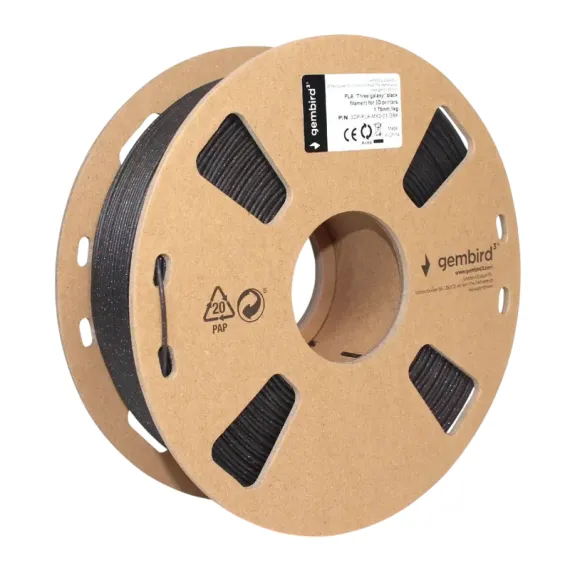 НИТЬ ДЛЯ 3D-ПРИНТЕРА GEMBIRD 3DP-PLA-MX3-01-GBK, PLA, ЧЕРНЫЙ, 1.75 ММ, 1КГ