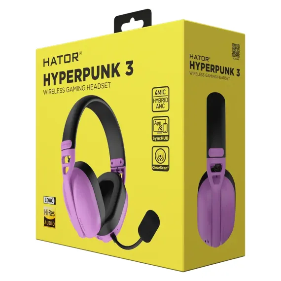 ИГРОВАЯ ГАРНИТУРА HATOR HYPERPUNK 3, БЕСПРОВОДНОЙ, CYBER VIOLET