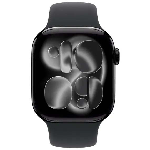 APPLE WATCH SERIES 11 GPS, 42MM JET BLACK ALUMINIUM CASE WITH BLACK SPORT BAND - S/M, MEQT4
