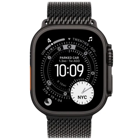 APPLE WATCH ULTRA 3 GPS + CELLULAR, 49MM BLACK TITANIUM CASE WITH NATURAL TITANIUM MILANESE LOOP - L