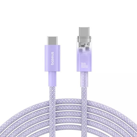 BASEUS CABLE EXPLORER SMART TEMPERATURE TYPE-C TO TYPE-C 5A 5A 100W 2M, NEBULA PURPLE