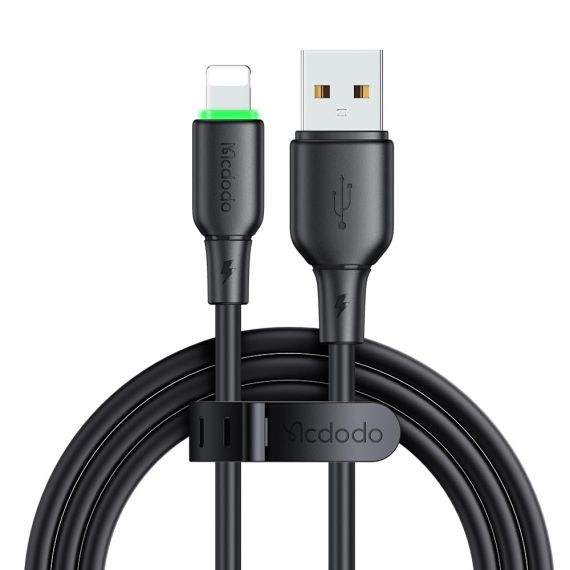 MCDODO КАБЕЛЬ ALPHA SERIES USB-A - LIGHTNING СО СВЕТОДИОДОМ 2A 1,2 М, ЧЕРНЫЙ