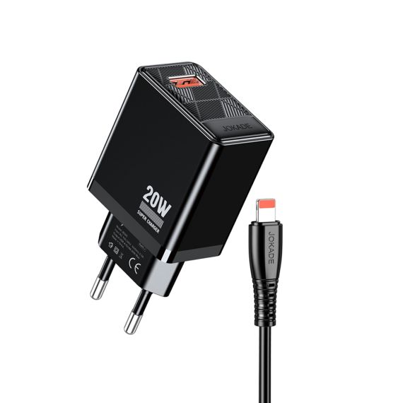 JOKADE НАСТЕННОЕ ЗАРЯДНОЕ УСТРОЙСТВО 1*USB-A 5A, 20 ВТ С КАБЕЛЕМ LIGHTNING JB086, ЧЕРНЫЙ