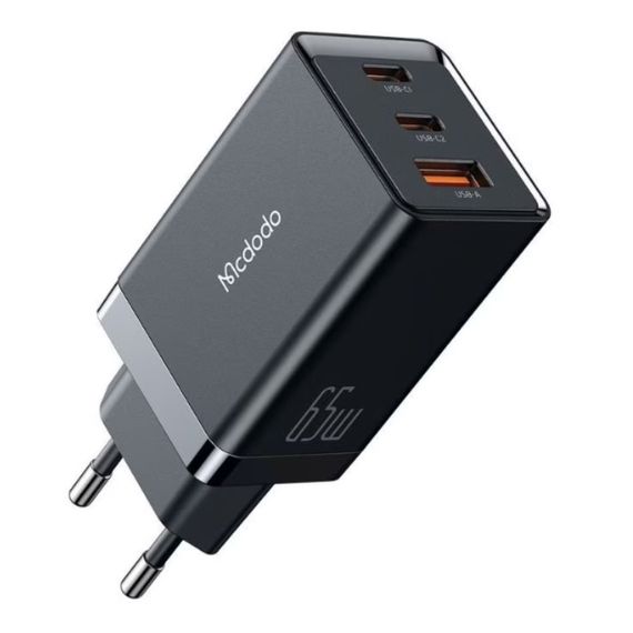MCDODO GAN 5 МИНИ-ЗАРЯДНЫХ УСТРОЙСТВ 2XTYPE-C 1XUSB 65 ВТ, ЧЕРНЫЙ