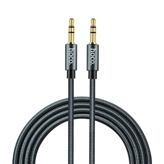 HOCO CABLE AUDIO 3.5 - 3.5 UPA03, НЕЙЛОНОВАЯ ОПЛЕТКА (L=1M), СЕРЫЙ МЕТАЛЛИК