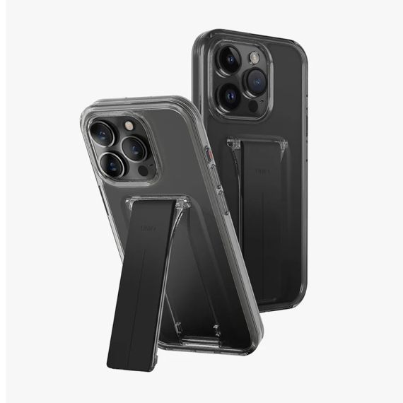 ЧЕХОЛ UNIQ ДЛЯ IPHONE 15 PRO HELDRO MOUNT С ПОДСТАВКОЙ, ДЫМ