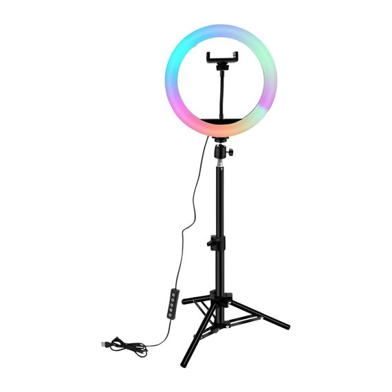 КОЛЬЦО ДЛЯ СЕЛФИ RGB LIGHT 16" MJ38 СО ШТАТИВОМ 2,1 М, СУМКОЙ И ПУЛЬТОМ ДИСТАНЦИОННОГО УПРАВЛЕНИЯ
