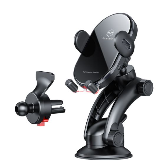 БЕСПРОВОДНОЕ ЗАРЯДНОЕ УСТРОЙСТВО MCDODO WIRELESS CHARGER CAR MOUNT 15W SUCTION CUP MOUNT*1, AIR VENT CLAMP*1 SPACE SERIES, BLACK