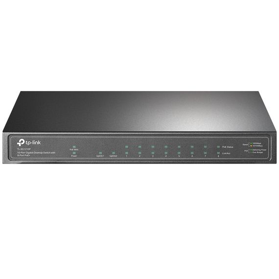 10-PORT 10/100/1000MBPS POE+ SWITCH TP-LINK "TL-SG1210P", 8 POE+ PORTS, 63W BUDGET, SFP, STEEL CASE